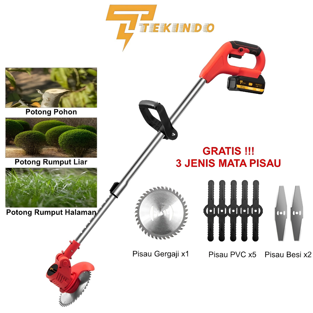 Mesin Pemotong Rumput Cas Baterai Tanpa Kabel Cordless Lawn Mower Terbaik dan Termurah