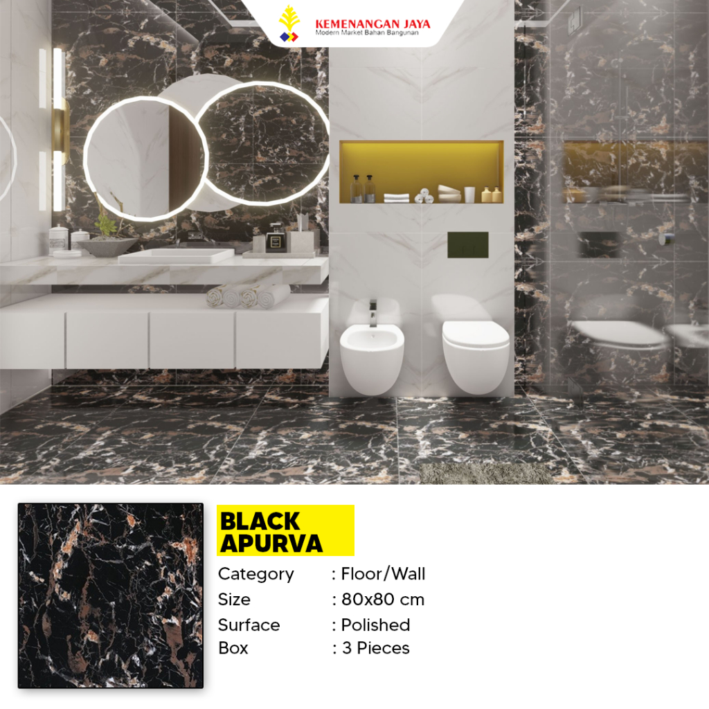 GRANIT DINDING & LANTAI SANDIMAS / BLACK APURVA / 80X80 KW 1