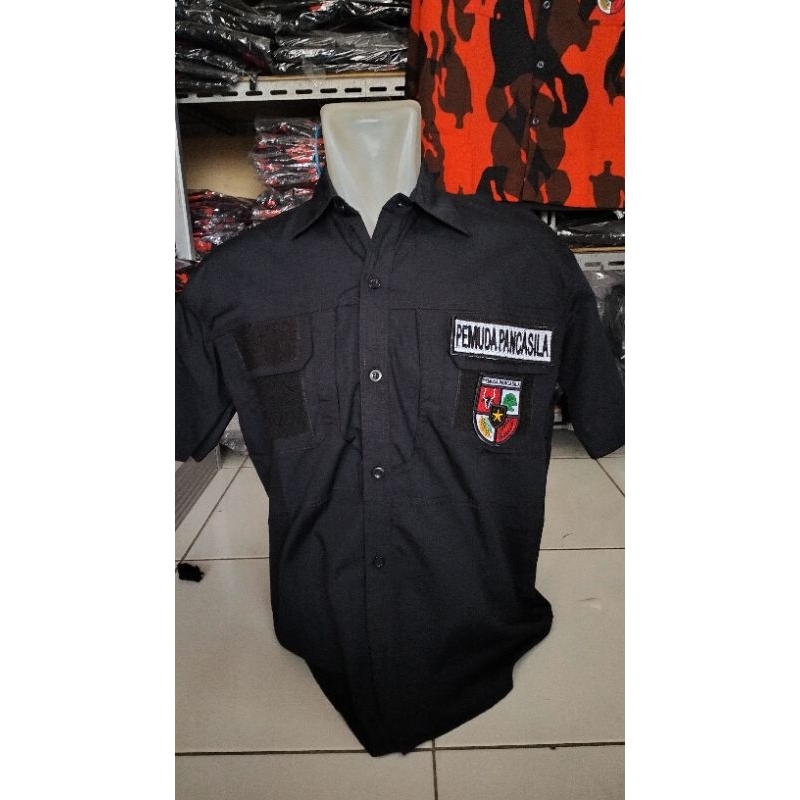 KEMEJA TAKTIKAL FULL HITAM