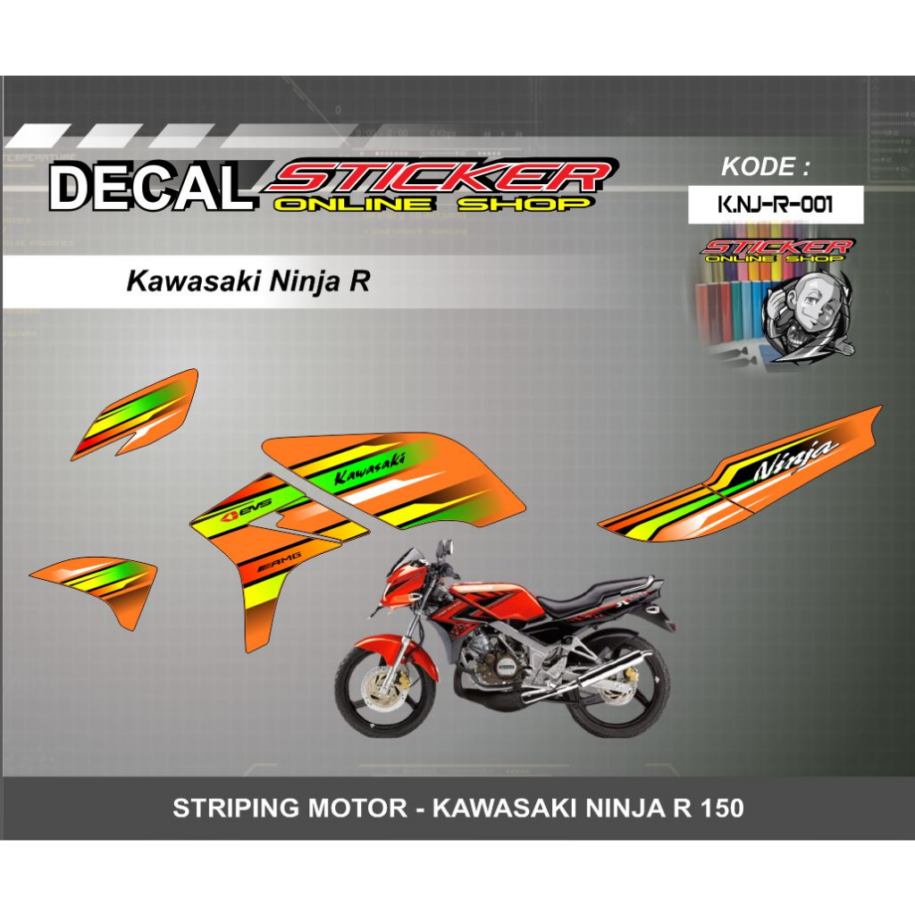 STRIPING VARIASI SEMIFULL KAWASAKI NINJA 150 R / STICKER LIST VARIASI NINJA 150 R