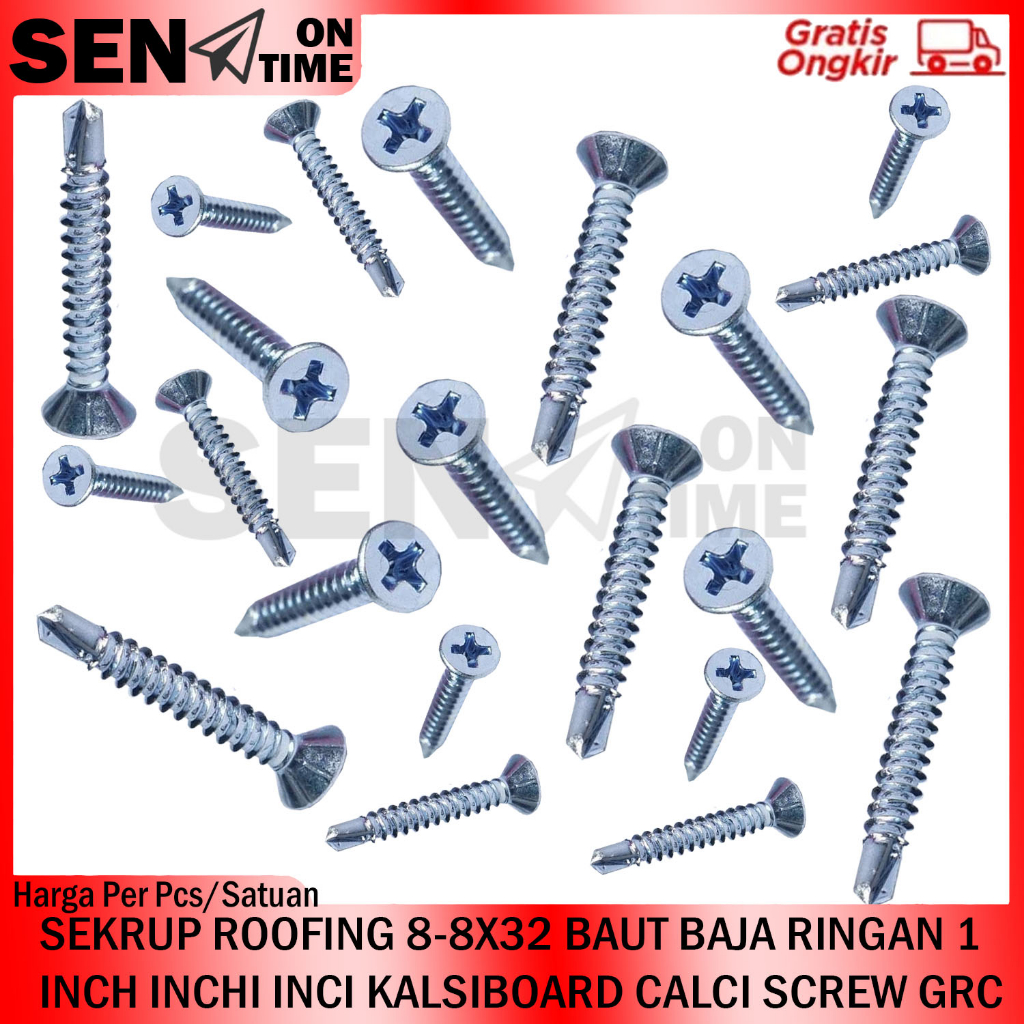 SEKRUP ROOFING 1 IN 2,5 CM  KALSIBOARD BAUT BAJA RINGAN SDS BAUD SEKERUP SKRUP GRC CALSIBOARD SECERU