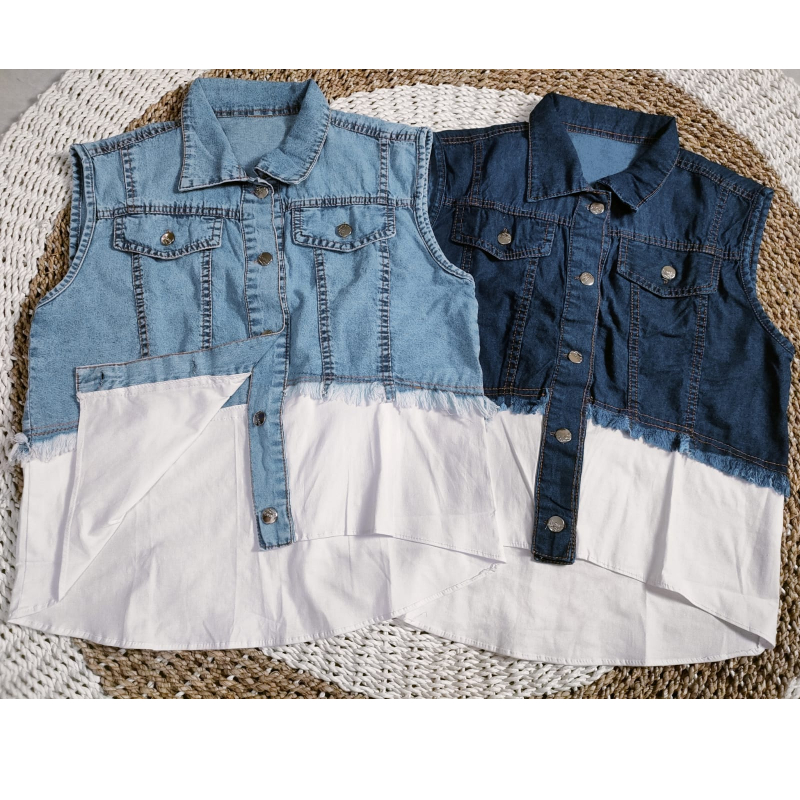 Rompi Denim Luar Pendek Gaya Korea I Atasan Rompi Tanpa Lengan Temperamen Longgar Mantel Jeans Wanit