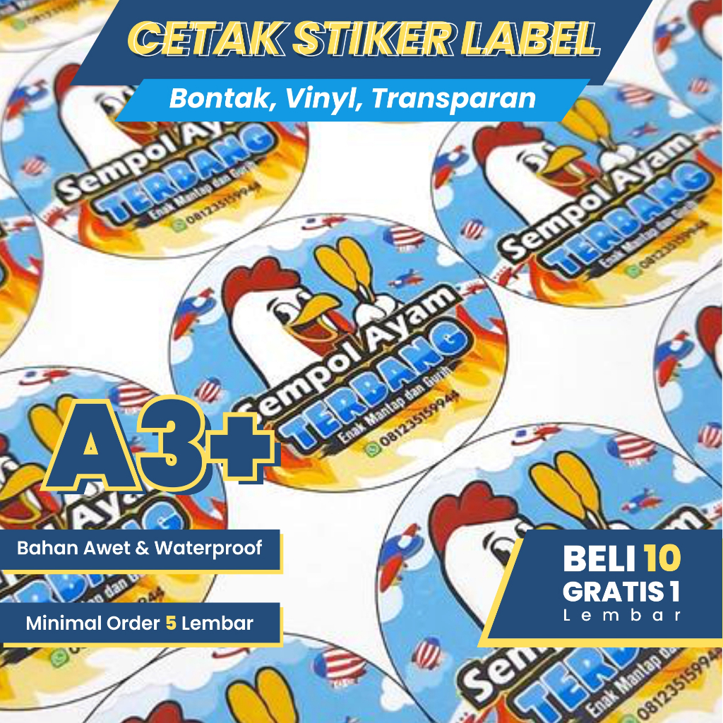 

Cetak Stiker Label Makanan / Label Kemasan / Cetak Stiker Label Online (BAHAN BONTAK / CHROMO A3+)