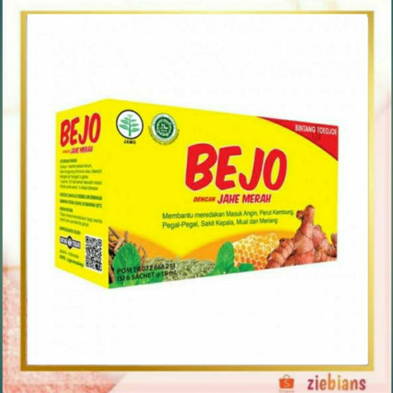 

Bejo Jahe Merah Herbal, 1 box 12 Sachet 15ml,Meredakan Masuk Angin,Menjaga Daya tahan tubuh