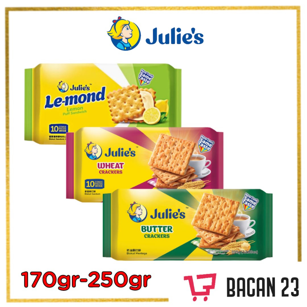 

Julie's Crackers (170gr - 250gr) (Gandum - Lemon - Mentega) / Biskuit / Bacan23