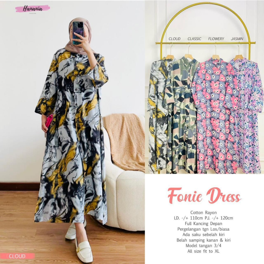 FONIE DRESS GAMIS MOTIF ORI BY HANANIA