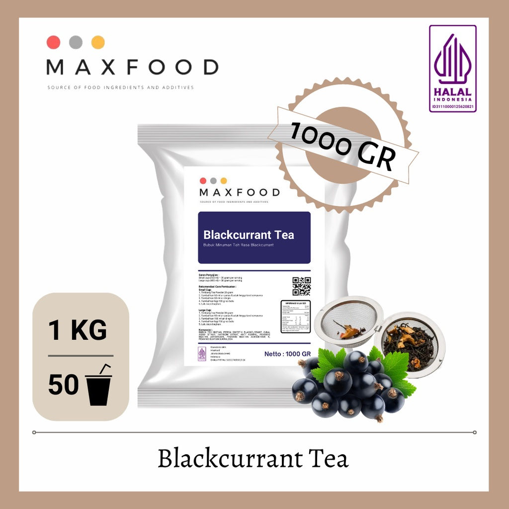 

Bubuk Minuman Blackcurrent Tea Instant / Minuman instan Rasa Teh Blackcurrent ( 1kg )