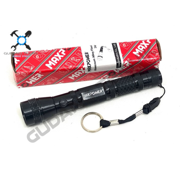Senter Lampu LED Aluminium 3V M64737 MAXPOWER / Lampu Senter Flashlight 3 Volt 1 LED Senter Police S