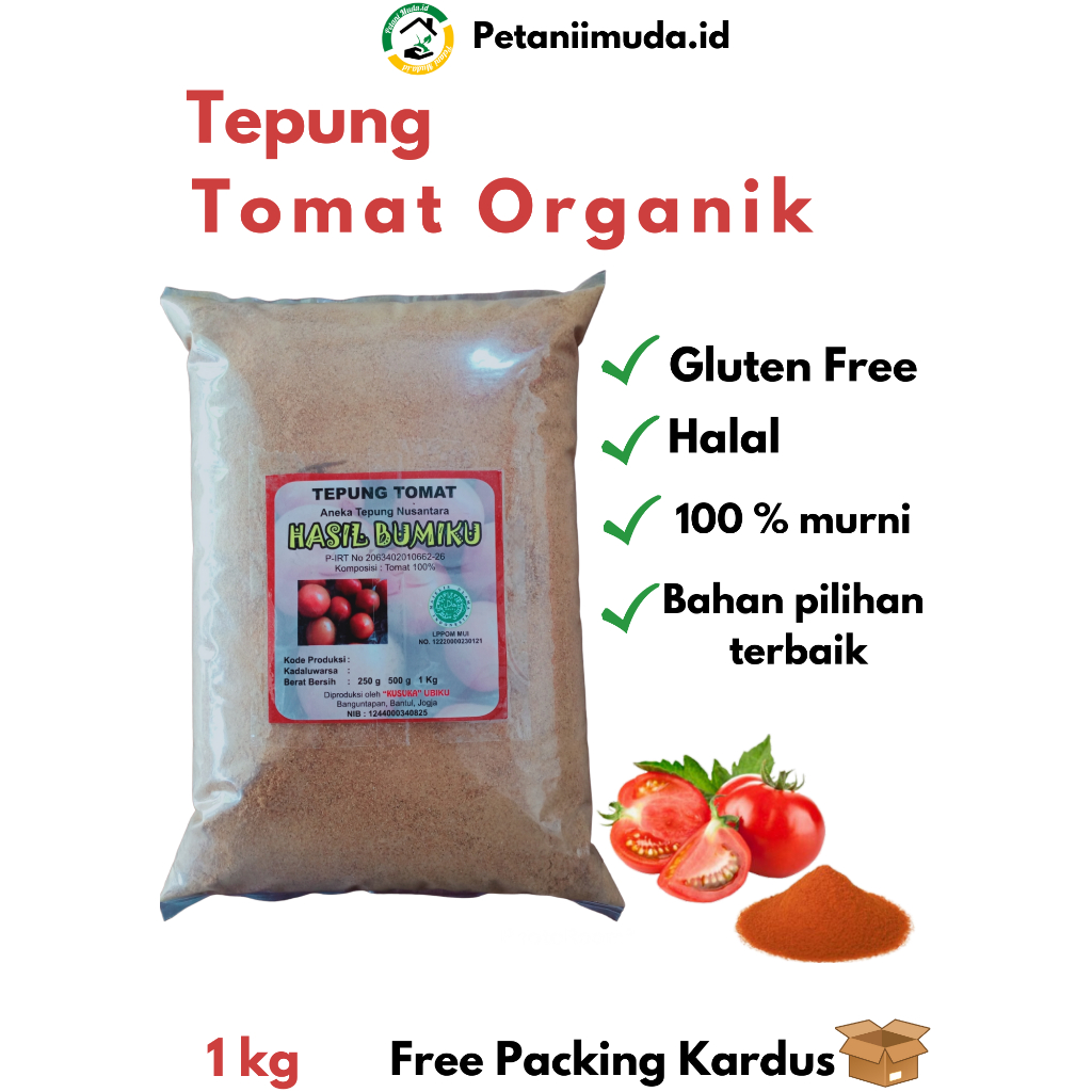 Tepung Tomat Organik kemasan 1 KG/Tomato Organic powder 1 KG/Bubuk Tomat kemasan 1 KG/Tomat Bubuk ke