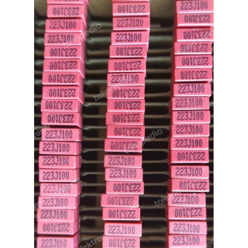 10pcs kapasitor mkm 223 22n 100v merah renteng / MKM 22 n 100 volt