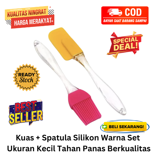 [BISA COD] PROMO Kuas Spatula Silikon Warna Set Ukuran Kecil Tahan Panas Berkualitas Kuas Silikon Ke