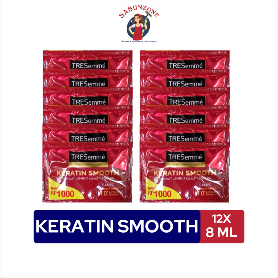 Paket Murah Shampoo Tresemme Keratin Smooth 8 ml x 12 Pcs
