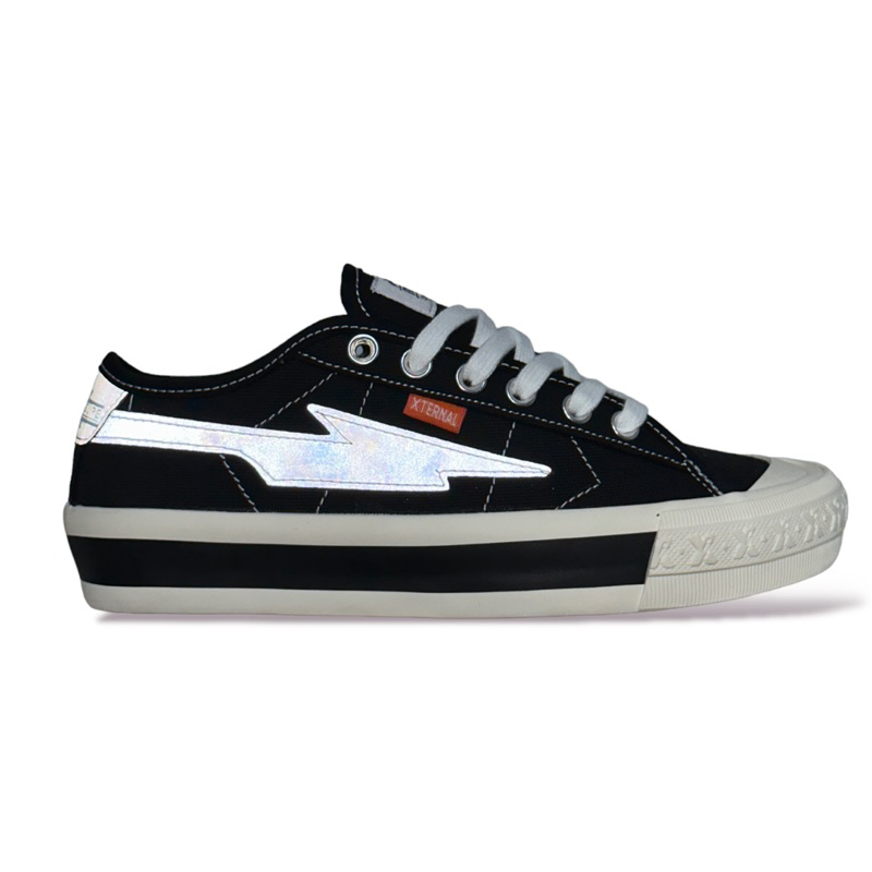 XTERNAL - Sepatu Sneakers Mittern Reflective Unisex Black White Brand lokal Original