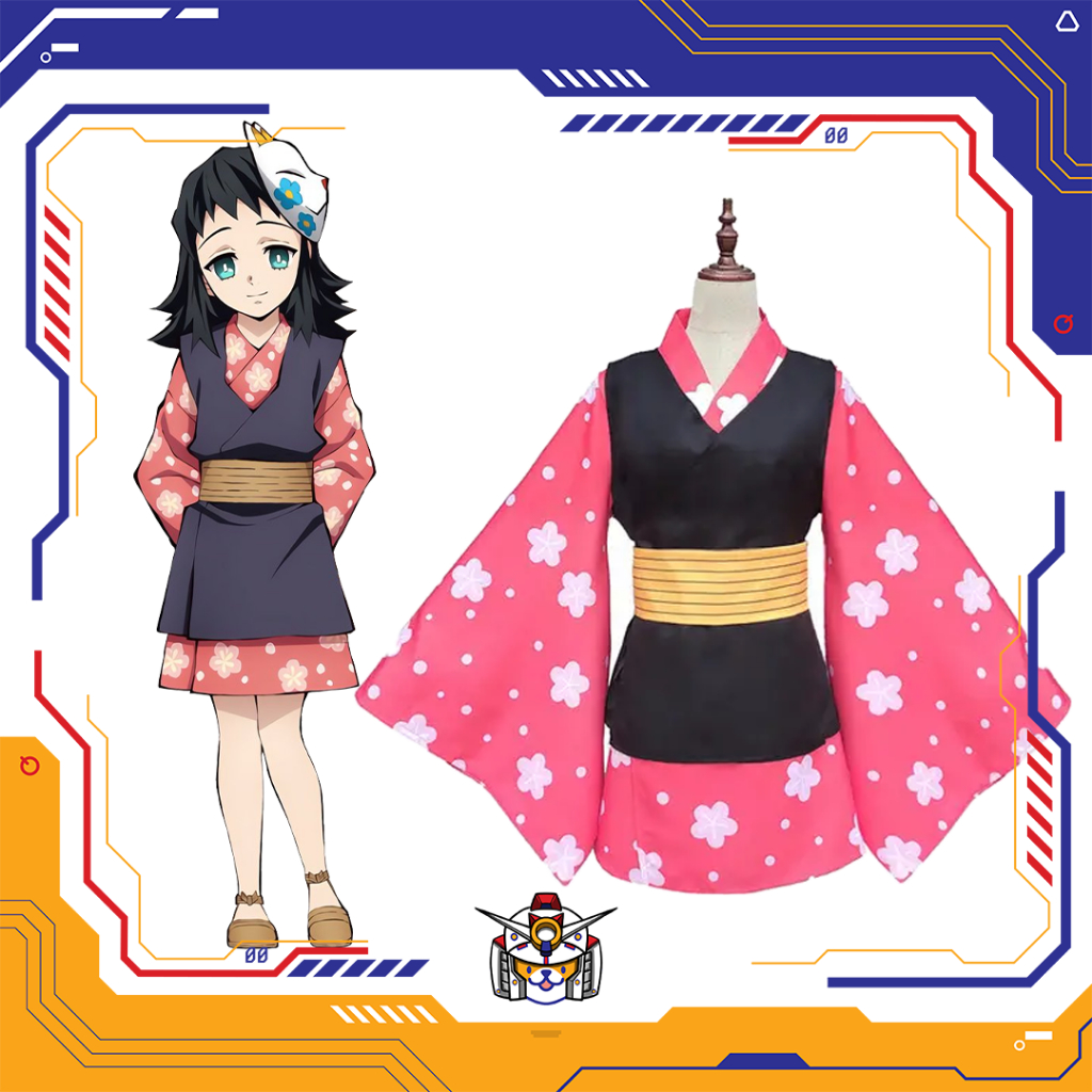 【QTakasi】COSTUM COSPLAY MAKOMO KIMETSU NO YAIBA KIMETSU NO YAIBA YUKATA KIMONO