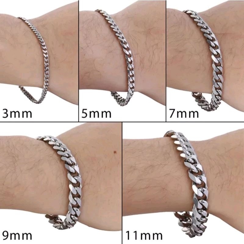 GELANG TITANIUM STAINLESS STEEL PRIA WANITA COWO CEWE MODEL RANTAI ANTI