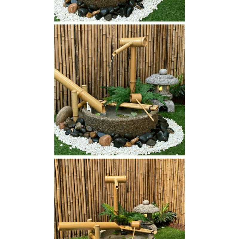 Pancuran bambu,pancuran jungkat jungkit bersuara dari bambu alami