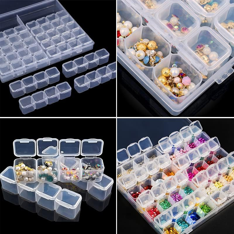 KOTAK PERHIASAN AKSESORIS MANIK MANIK PLASTIC STORAGE JEWELRY BOX 56 GRID DR56 TRANSPARENT SQUARE