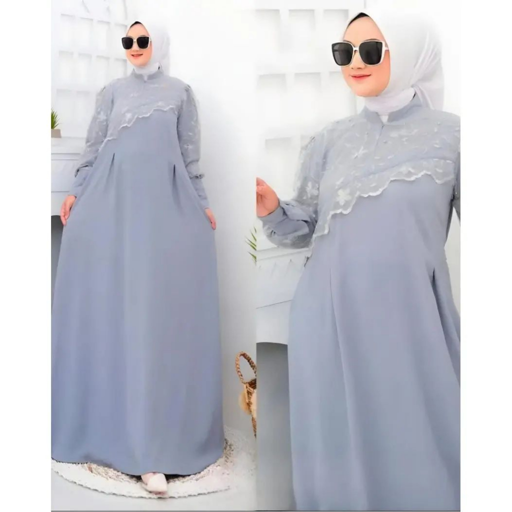 HUARA DRESS GAMIS CRINKLE AIRFLOW PREMIUM DRESS WANITA TERBARU 2023 GAMIS WANITA BAHAN CRINGKLE APLIKASI BRUKAT