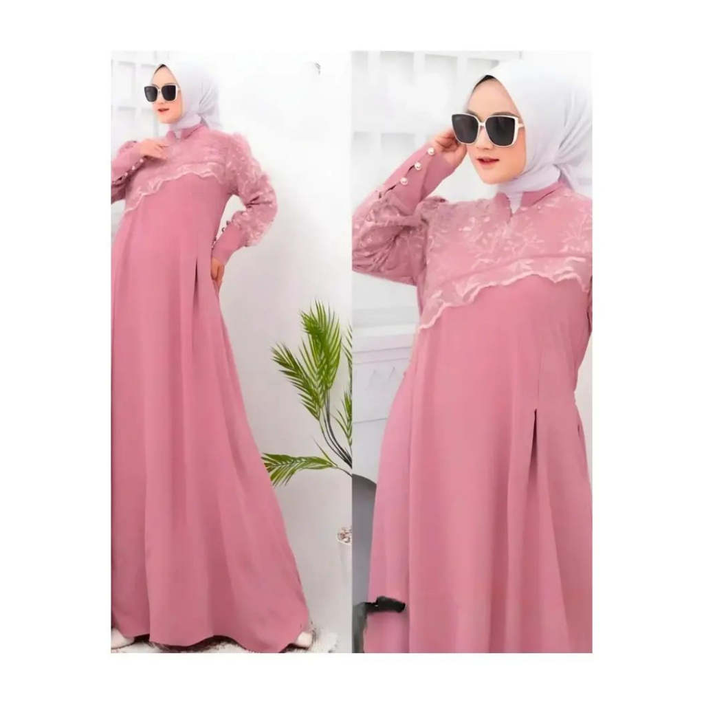 HUARA DRESS GAMIS CRINKLE AIRFLOW PREMIUM DRESS WANITA TERBARU 2023 GAMIS WANITA BAHAN CRINGKLE APLIKASI BRUKAT