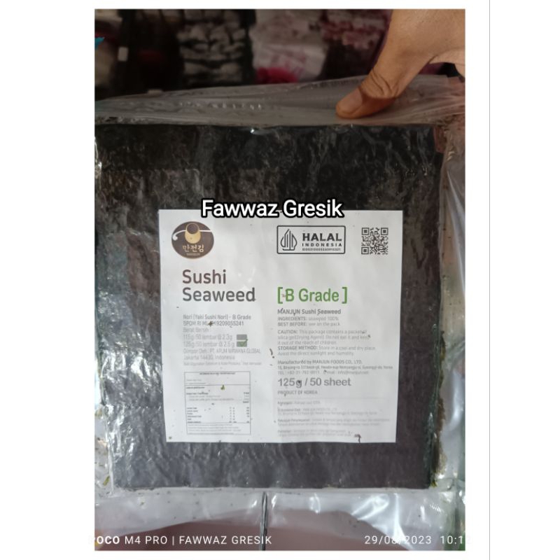 

Repack Manjun Nori Rumput Laut Kim / Manjun Yaki Sushi Nori Gimbap 10 Lembar Seaweed Halal