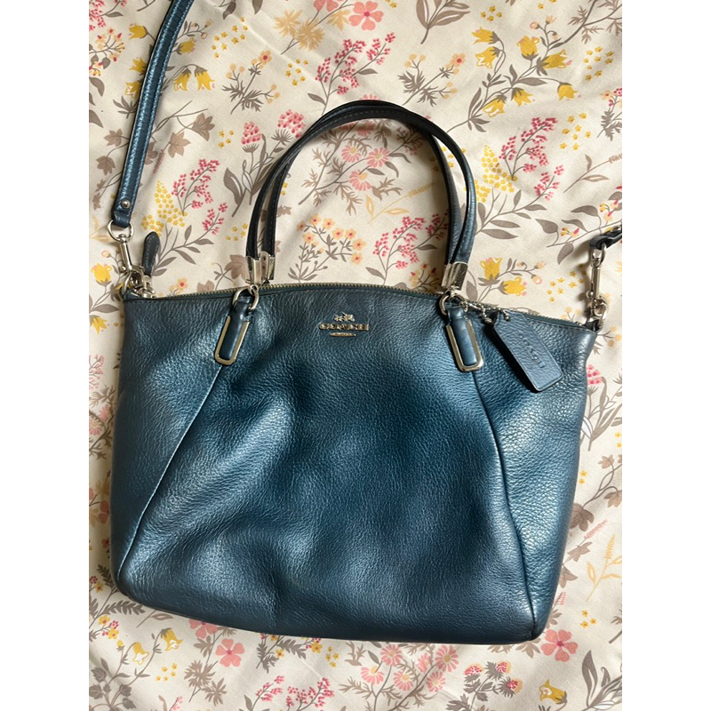 preloved tas coach kelsey navy / blue metalic ori