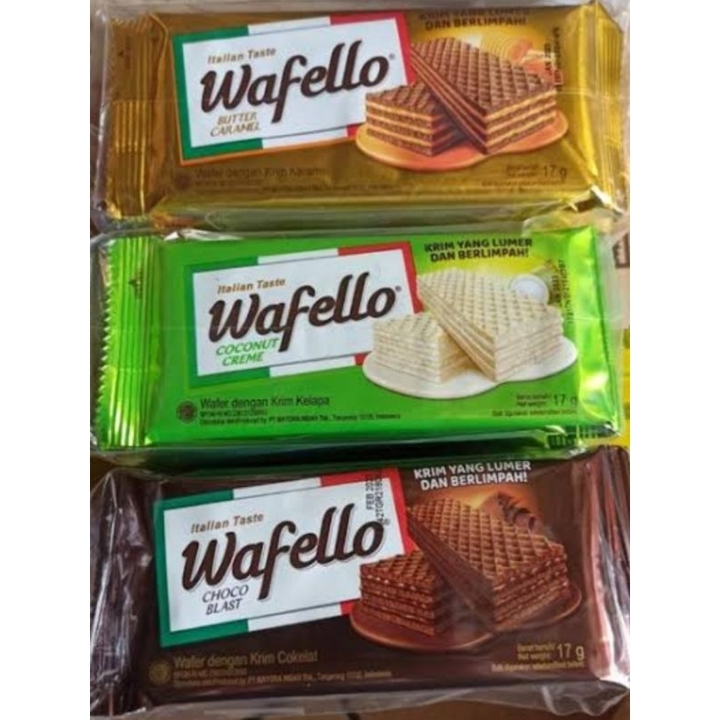 

ROMA WAFELLO WAFER DENGAN KRIM COKELAT, CARAMEL DAN KELAPA