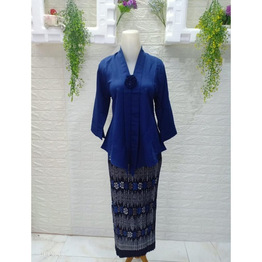 SETELAN KEBAYA FLOY / KEBAYA LUNA / SET ROK PLISKET - WARNA NAVY