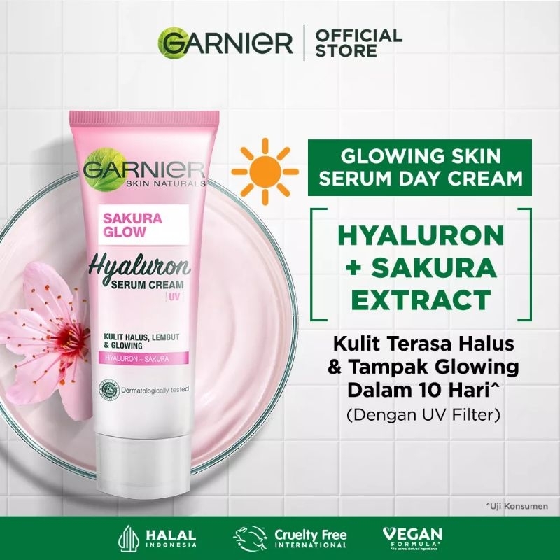 Garnier sakura glow hyaluron serum cream UV