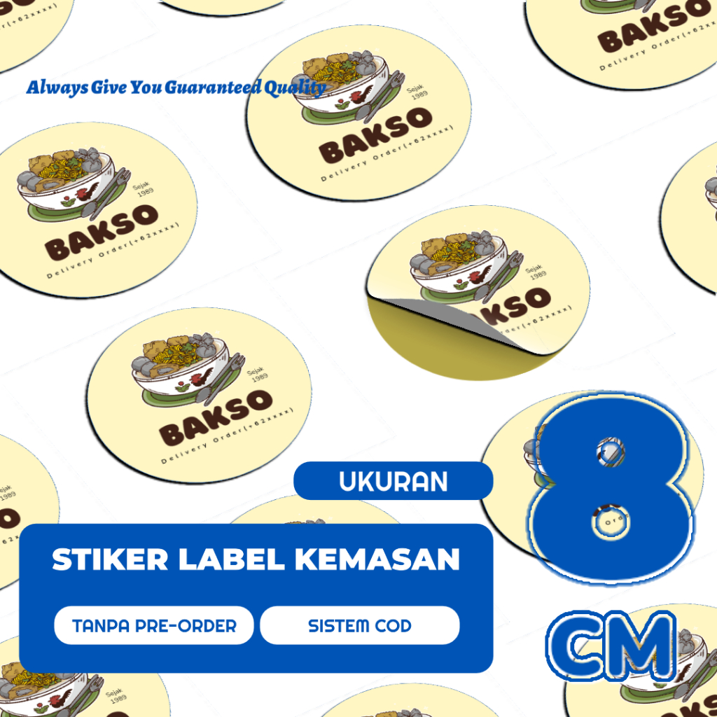 

Cetak Stiker Label Kemasan Makanan Ukuran 8 CM