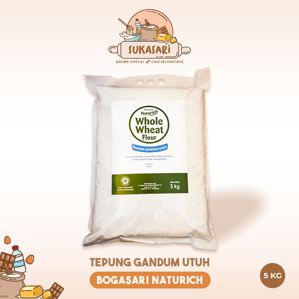 

Sukasari - Tepung Gandum Utuh Bogasari Naturich 5kg / Whole Wheat Flour Naturich