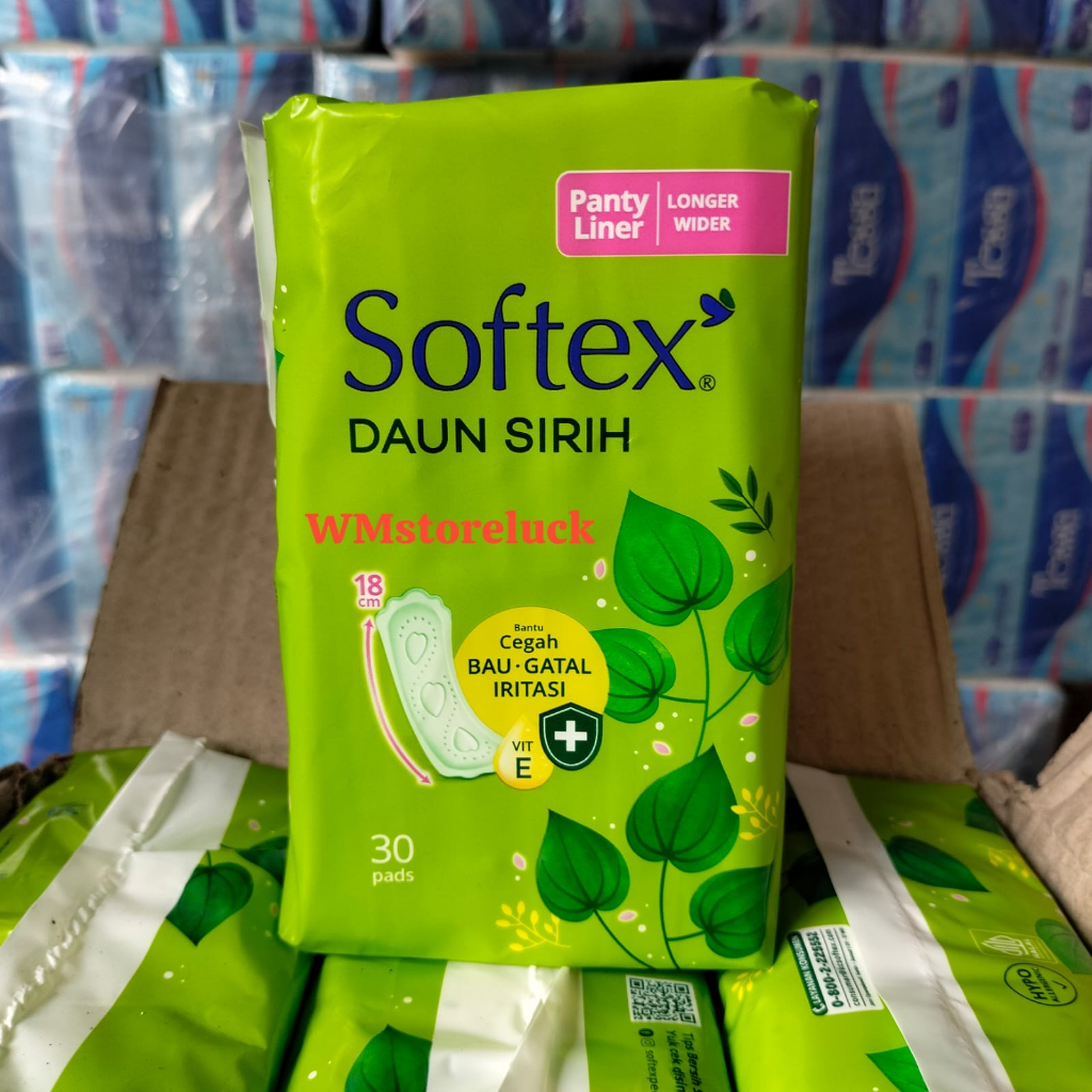 SOFTEX PANTY LINER LONGER & WIDER 30s /softek kecil daun sirih 30 pads/pantyliner pembalut