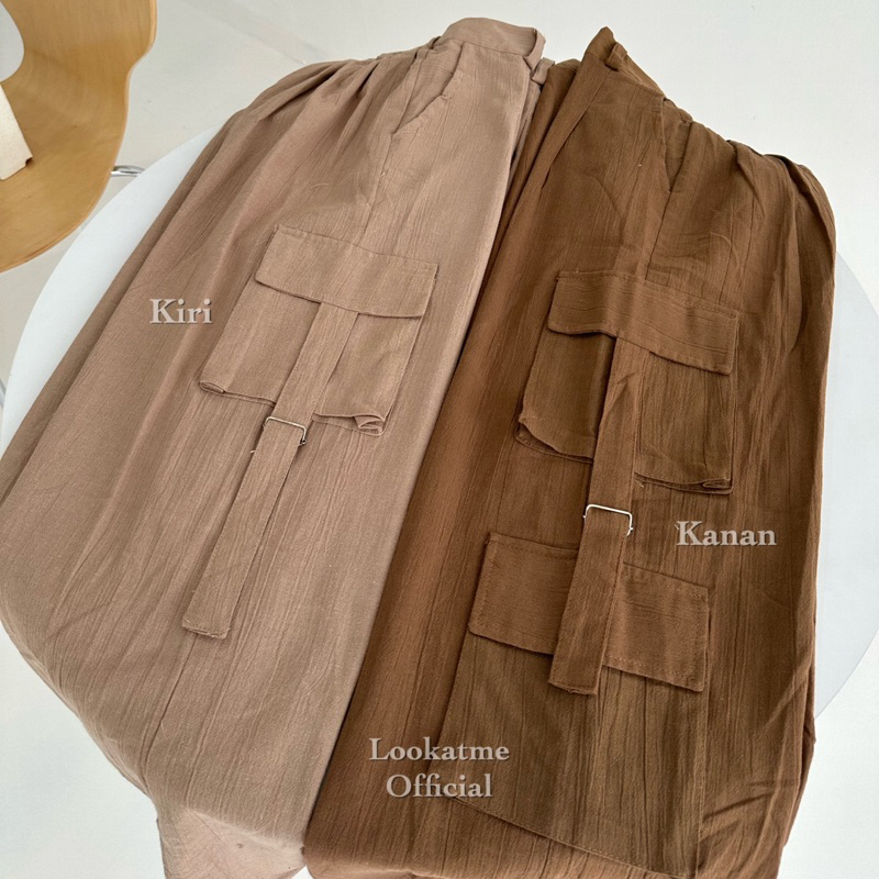 lookatmeofficial - Lizzy Cargo Linen Pants - Celana Kulot Kargo Bahan Linen