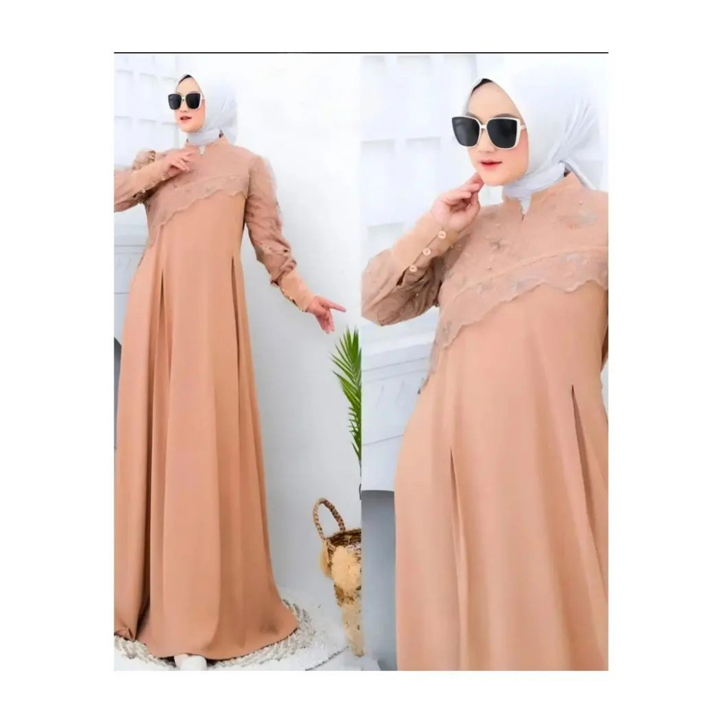 HUARA DRESS GAMIS CRINKLE AIRFLOW PREMIUM DRESS WANITA TERBARU 2023 GAMIS WANITA BAHAN CRINGKLE APLIKASI BRUKAT