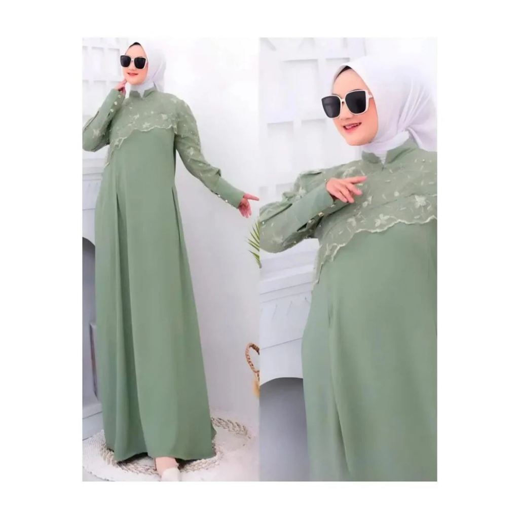 HUARA DRESS GAMIS CRINKLE AIRFLOW PREMIUM DRESS WANITA TERBARU 2023 GAMIS WANITA BAHAN CRINGKLE APLIKASI BRUKAT