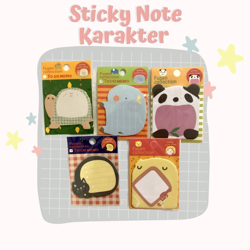 

Sticky Note Karakter Lucu / kertas memo karakter / stationery / sticku note memo animal / Sticky note mini / sticky note bentuk hewan