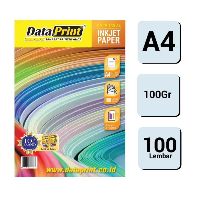 

Kertas Foto Inkjet Paper Data Print 100 gr A4 Isi 100 Lembar 100 gsm