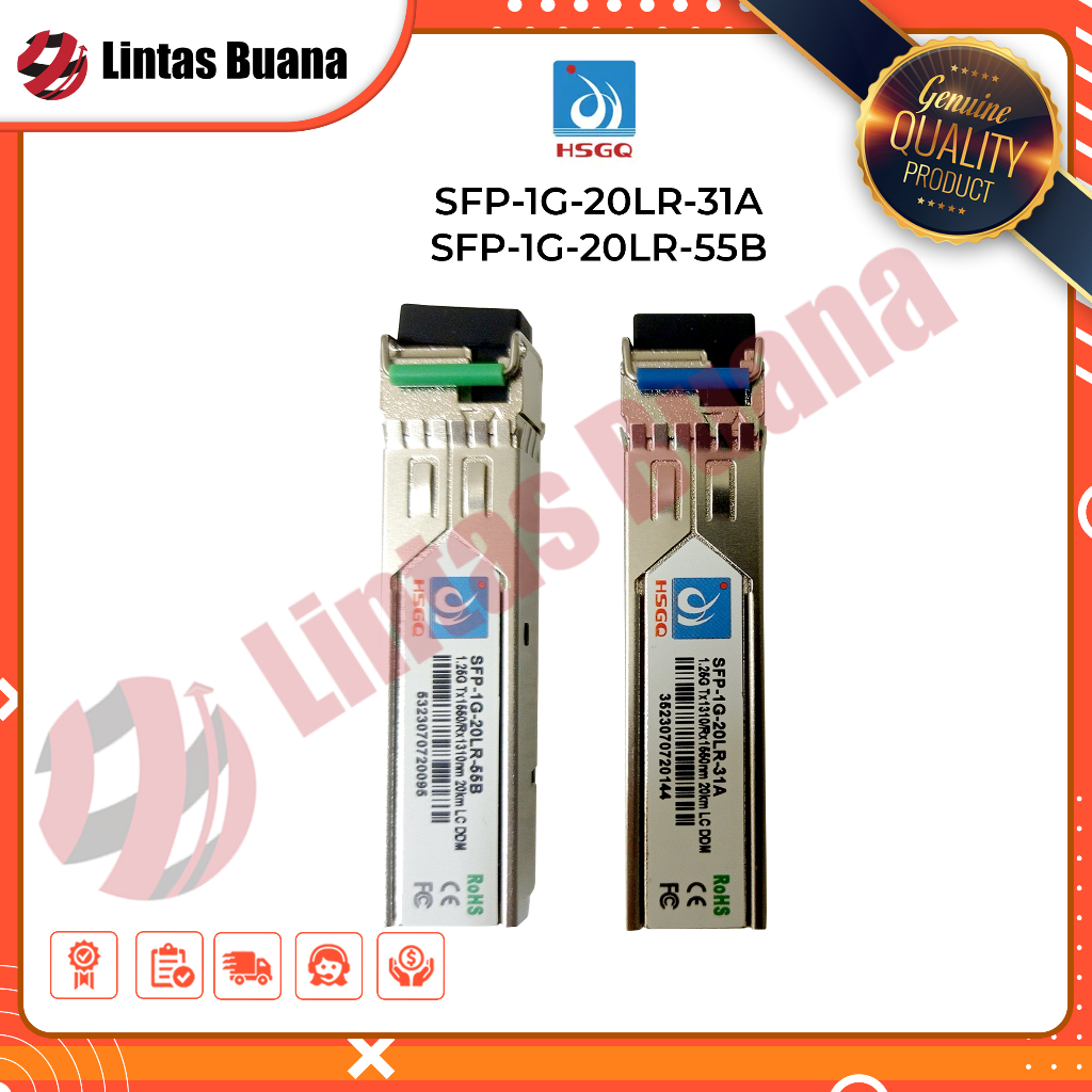 HSGQ SFP 1G 20LR 31A & SFP-1G-20LR-55B 1,25G bidi LC 20km SM 1310-1550nm SFP