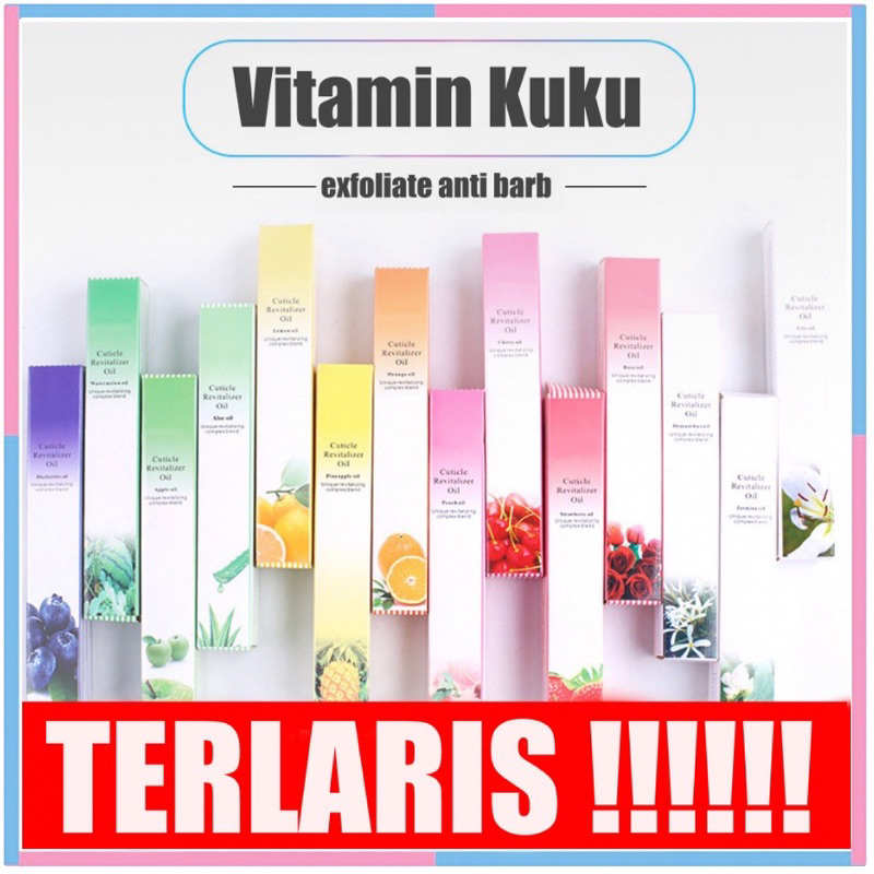 VItamin Kuku Exfoliate anti barb Oil Minyak kuku Cuticle Revitalizer Oil / Vitamin Kuku Nail Manicure Pedicure KU005