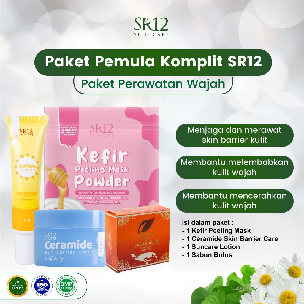 SR12 Paket Skincare Pemula Komplit Perawatan Wajah Herbal & Halal