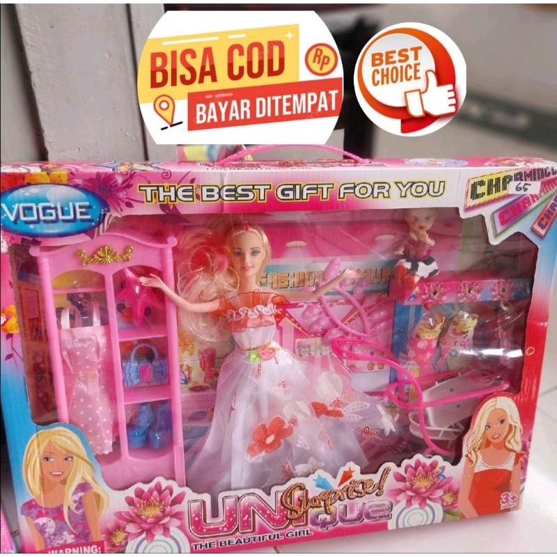 MAINAN ANAK BERBIE ADA LEMARI KECIL DAN STROLLER