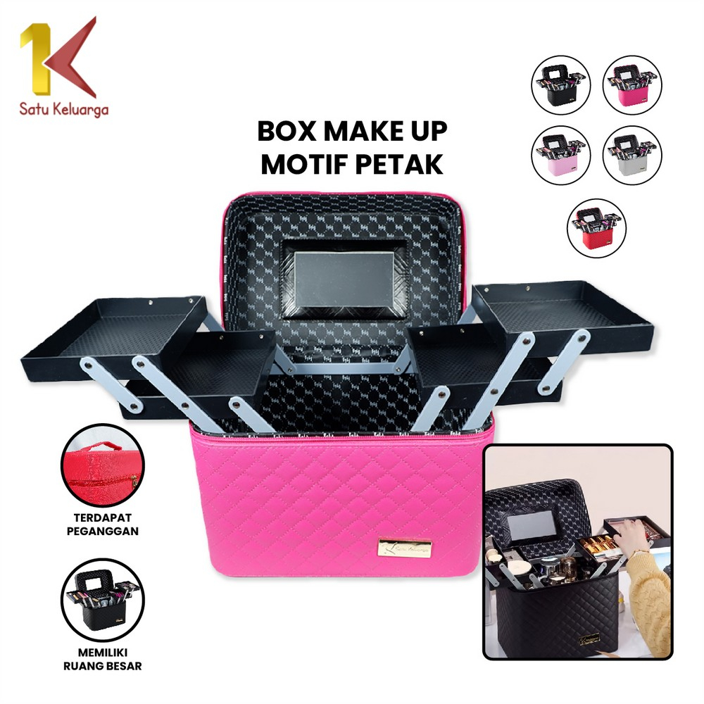 Satu Keluarga Box Makeup Kosmetik Motif Petak Elegant K1 Tas Kosmetik Waterproof Beauty Case Multifu