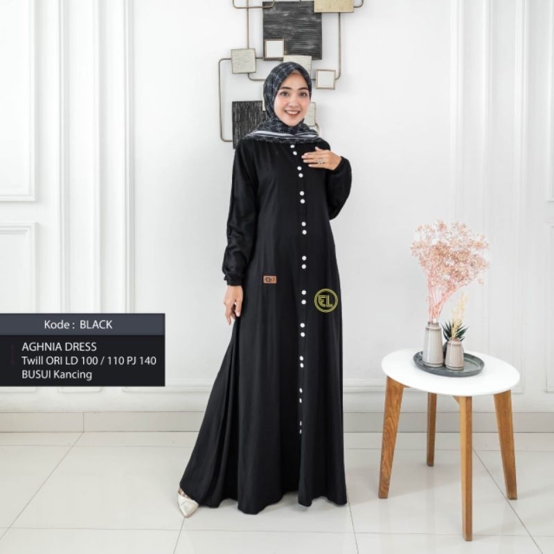 Gamis twill hitam polos by elzhaf