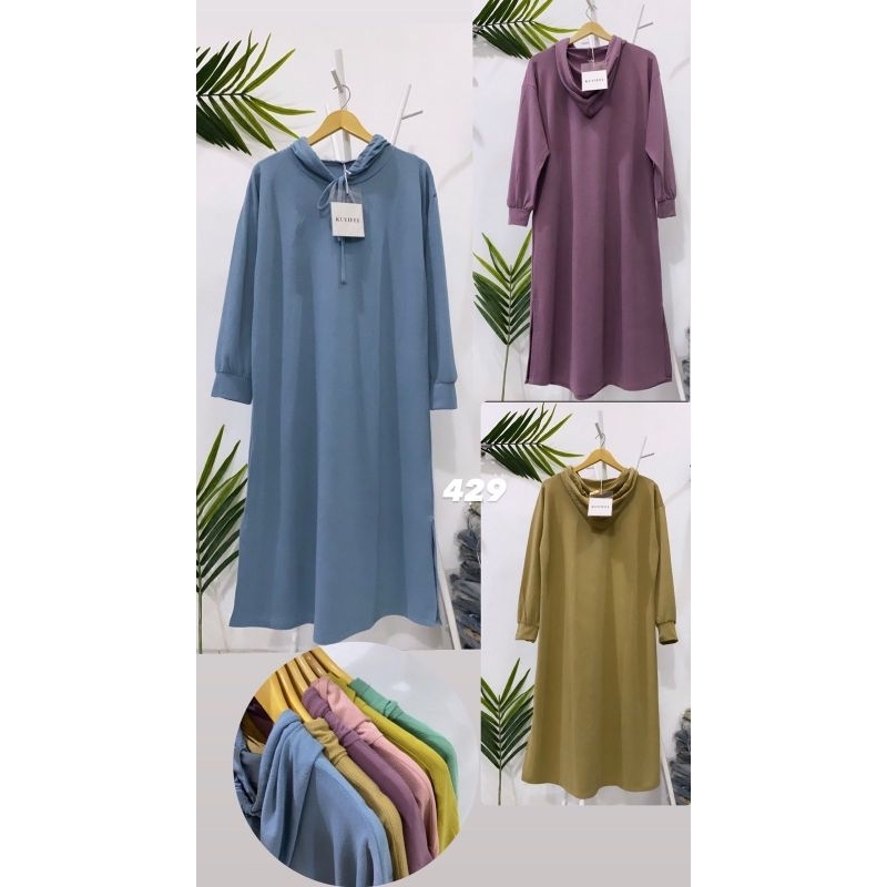 KUYIFEI 429//Long Tunik Hoodie//Hoodie//Tunik knit//Long Tunik//Midi dress//Midi gamis//pakaianwanit