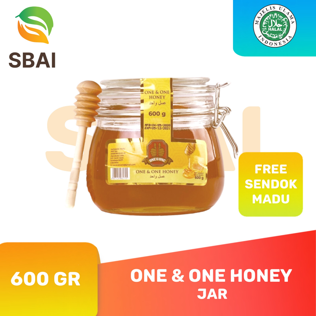 

One & One Madu / Honey / Madu Asli / Madu Murni 600 gr FREE Sendok Kayu
