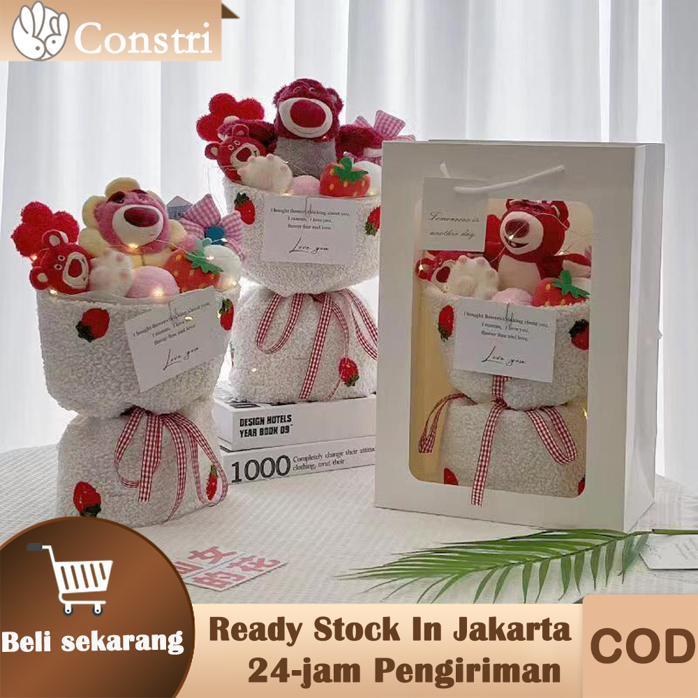 	 Boneka Buket Strawberry Bear Boneka Kuromi Lucu Mewah Hadiah Ulang Tahun hadiah kelulusan hari Valentine Untuk Anak Perempuan Dengan Tas Hadiah 2024	
