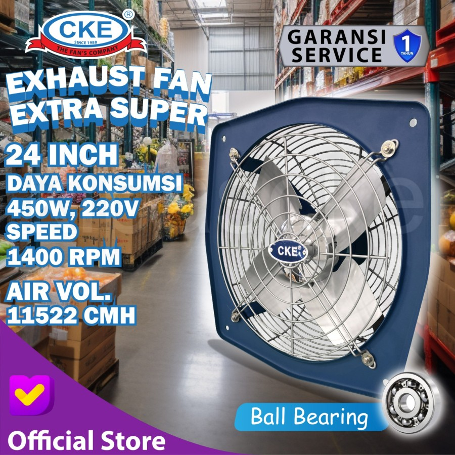 Exhaust Fan Extra Strong CKE 24 Inch EEN-SUP-D24/1-YL Penyedot Udara Heavy Duty