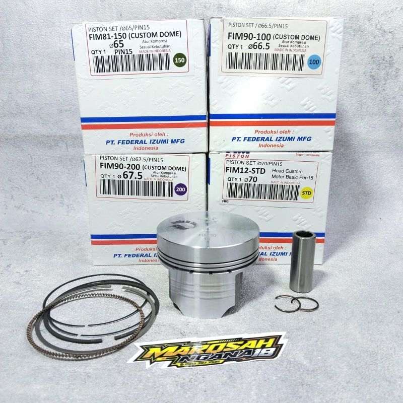 Piston FIM90 FIM81 FIM12 set pen 15 Dome 65 65,5 66 66,5 67 68 70 71 72 racing marqsah