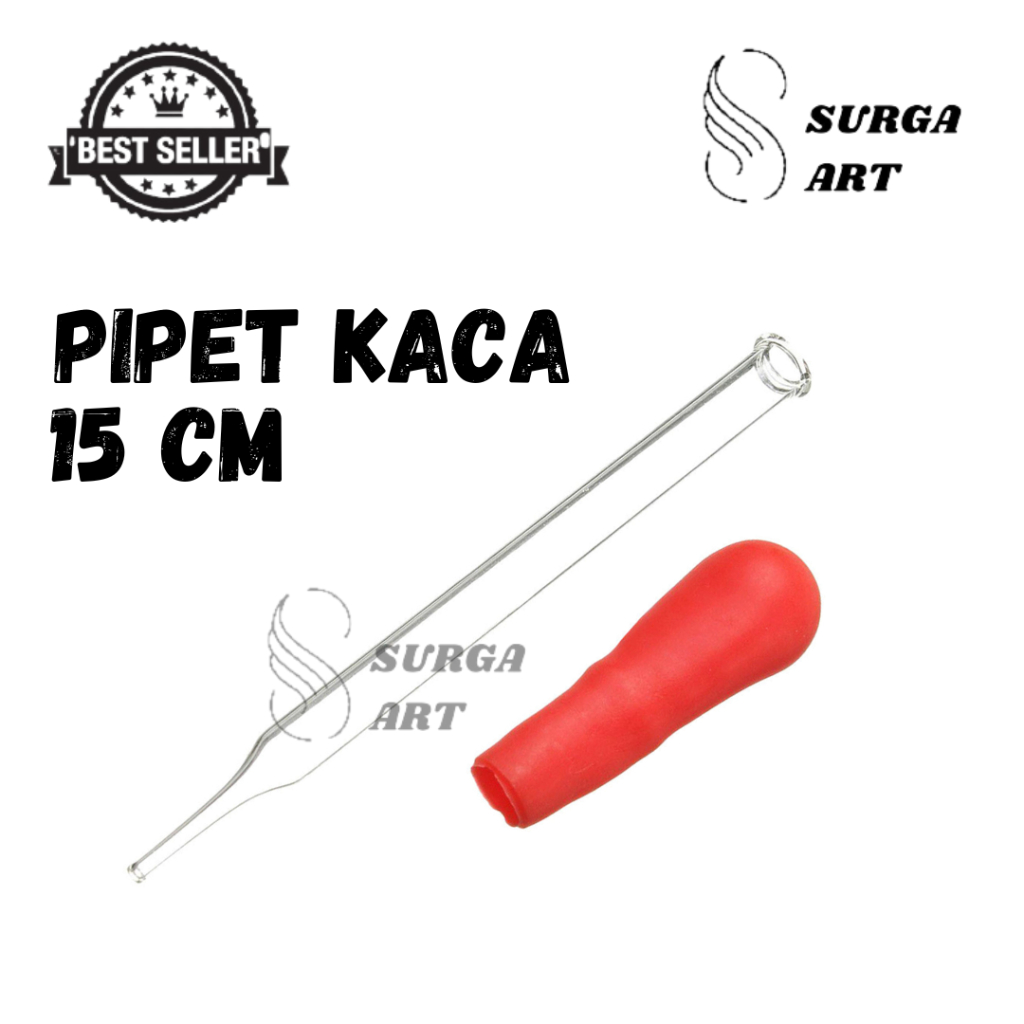 Pipet Kaca 15cm 15 Cm SUKaret Merah Glass Pipette Tetes Kimia Biologi Laboratorium Lab Air Cair Cair