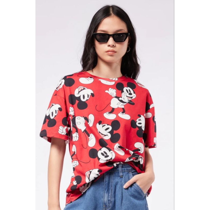 Kaos Tshirt Mickey Disney Colorbox merah Disney oversized full print