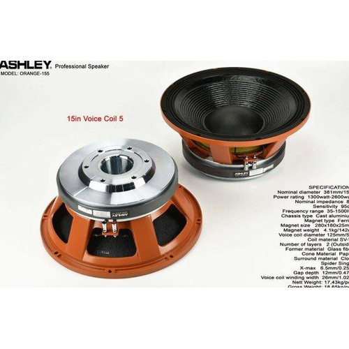 Speaker Component Ashley Orange 155 Original 15 inch -  Coil 5 inch